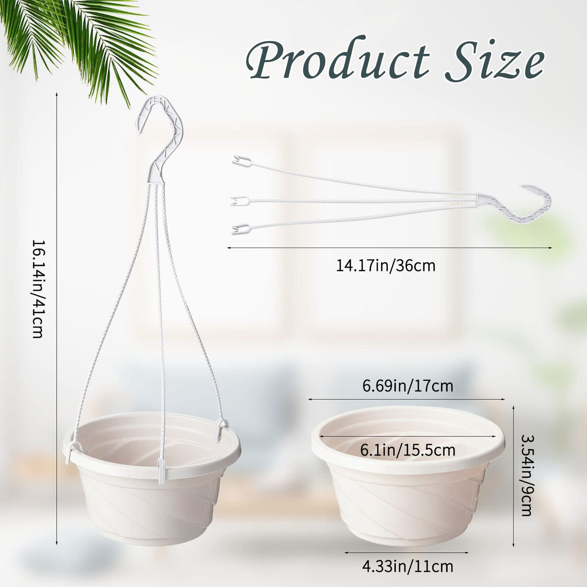 EBOOT 16 Pcs Hanging Plants Outdoor 7 Inch Flower Pot Bulk Hanging Baskets for Plants with Drainage Hole Plant Pots for Outdoor Outside Indoor Garden Balcony(White)