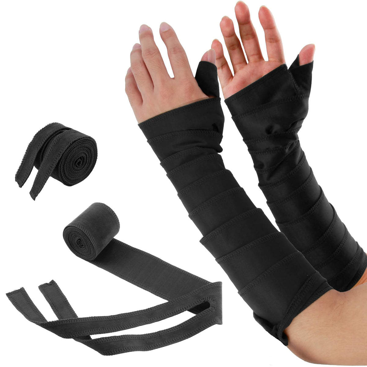 Renaissance Arm Wraps Medieval Faux Suede Bracers,Viking Hand Wraps, LARP Arm Guards Halloween Costume Accessorie (Black)
