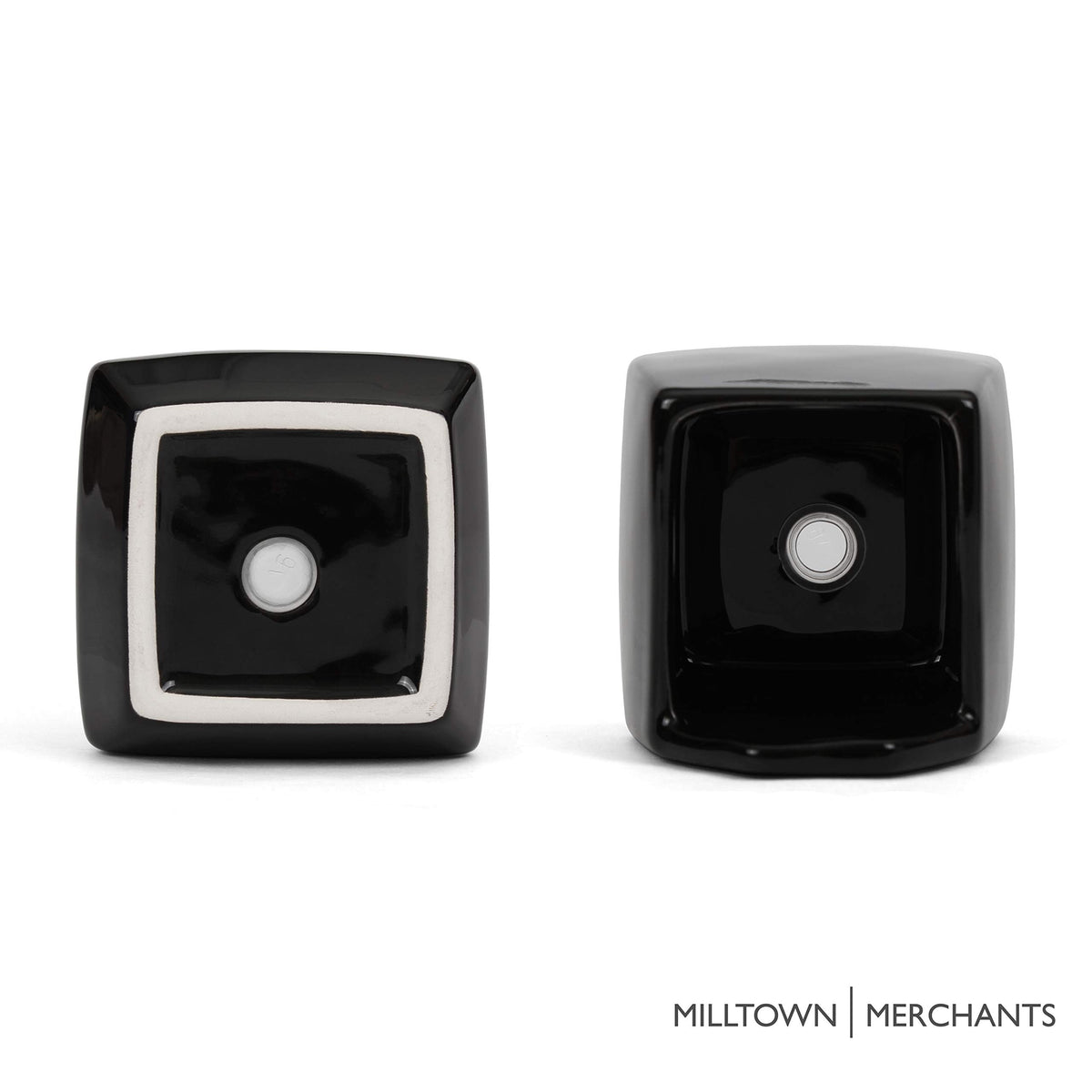 Milltown Merchants Succulent Wall Planters - Wall Vases - Black Ceramic Wall Mounted Planters - Succulent Plant Pots - Hanging Vases for Living Wall (2 Pack/Contemporary/Black)