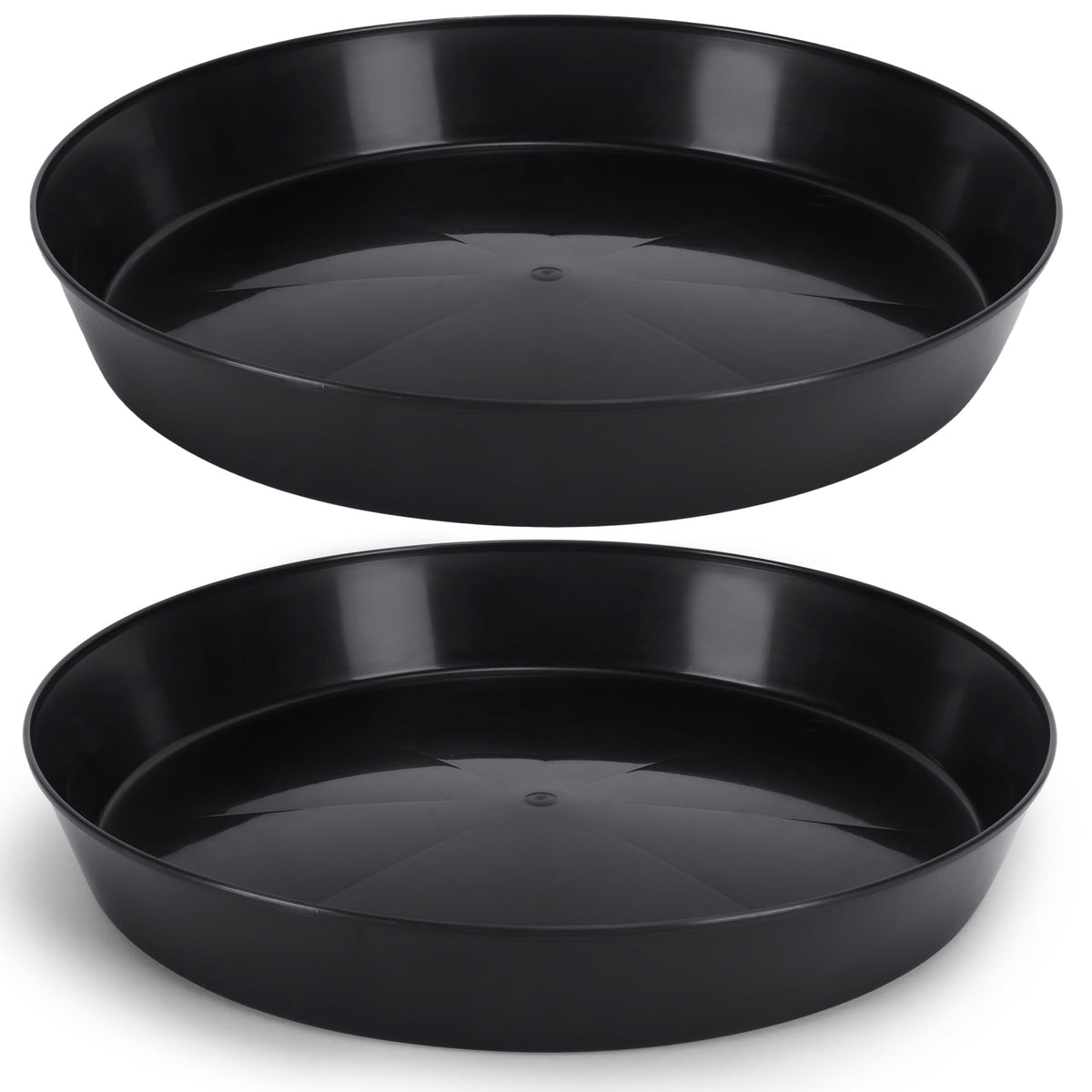 Austin Planter 18 Inch (16.3 Inch Base) Case of 2 Plant Saucer - Black Polypropylene,Heavy Duty Indoor/Outdoor Tray and Drip Pan,Collects Flower Pot Excess Water Made in USA