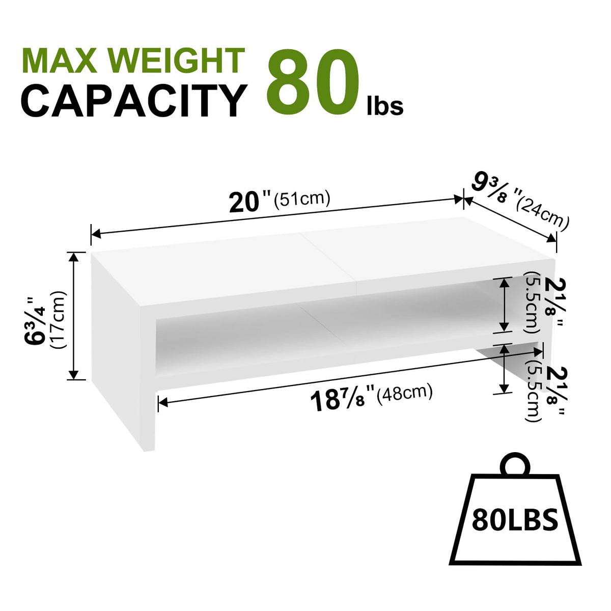 TEAMIX 2 Tier White Wooden Laptop Stand and 2 Pack White Monitor Stand Riser for Computer Desk Home Office Organization.