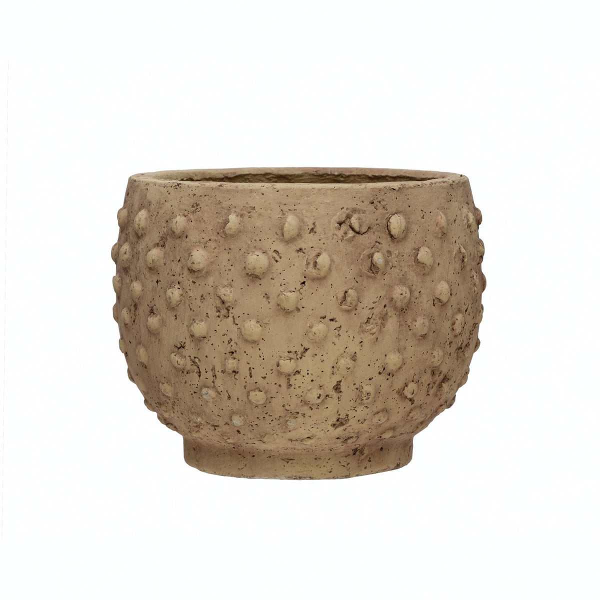 Creative Co-Op 9.25" Round Sandstone Hobnail Planter with Distressed Finish, Greige