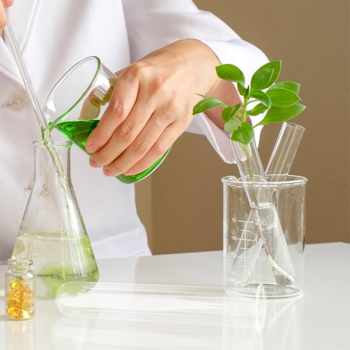 COOPHYA 4pcs Glass Test Tube Plant Propagation Vases Hydroponic Flower Holders Decorative Desktop and Wall Terrarium Containers for Home Garden Office