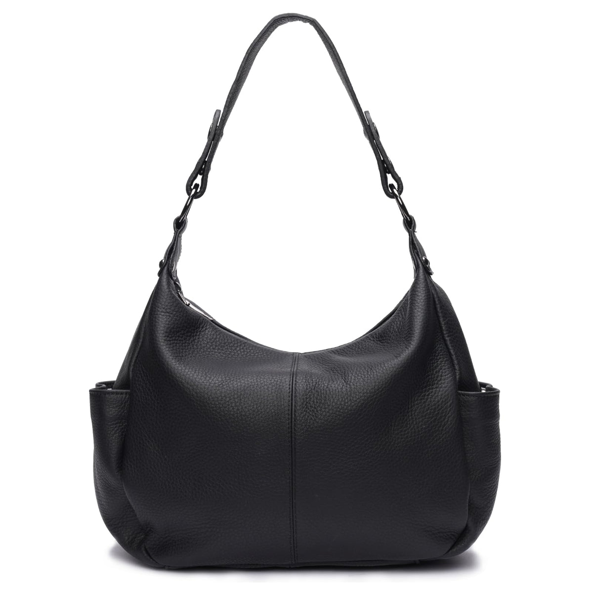 Genuine Leather Purses for Women Black Hobo Bag Work & Casual Crossbody Handbag with Two Adjustable Straps