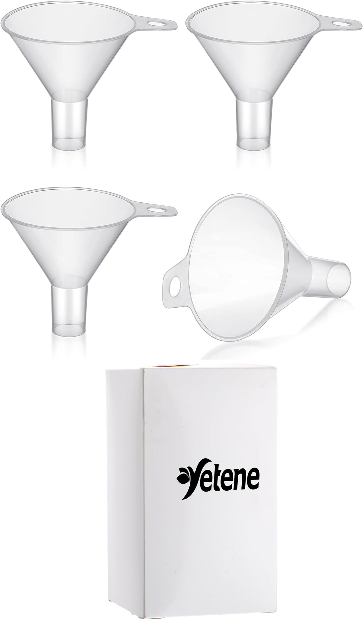 Yetene 4 Packs Small Plastic Funnel for Filling Small Bottles 2.56 Inch Clear Wide Mouth Plastic Funnel for Filling Water Powder Essential Oils Perfumes Kitchen Bath Garage Use