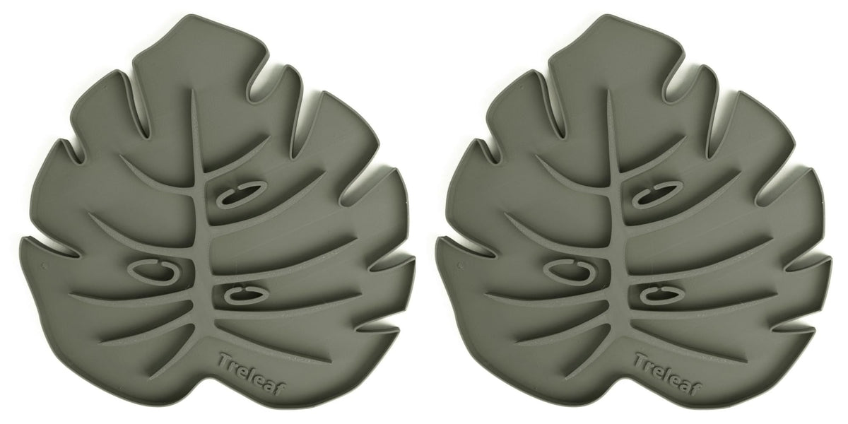 Treleaf Tera Sausr™ – 6" Monstera Leaf Plant Pot Saucer & Drip Tray (Set of 2) – Decorative Humidity Tray for Indoor Houseplants – 3D Printed Eco-Friendly Design - Green