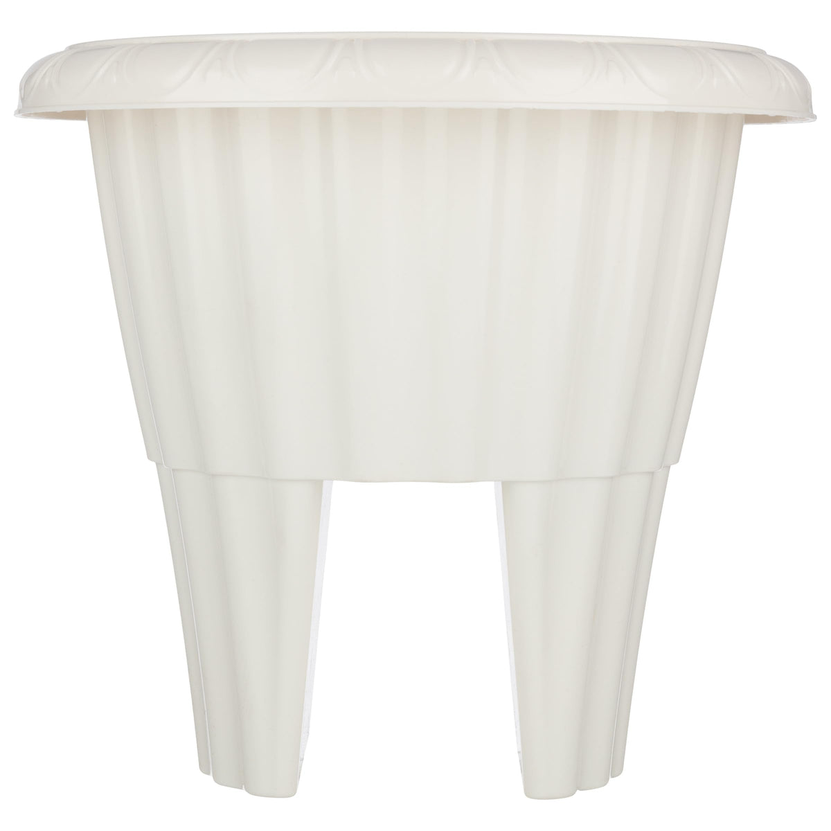Railing Planter Box 2-Pack - 13.5-Inch Round Outdoor Flower Pots with Drainage Inserts - 2.64-Gallon Outdoor Planters for Porch, Deck, Fence, or Balcony Railings 3” - 3.75” Wide by Pure Garden (White)