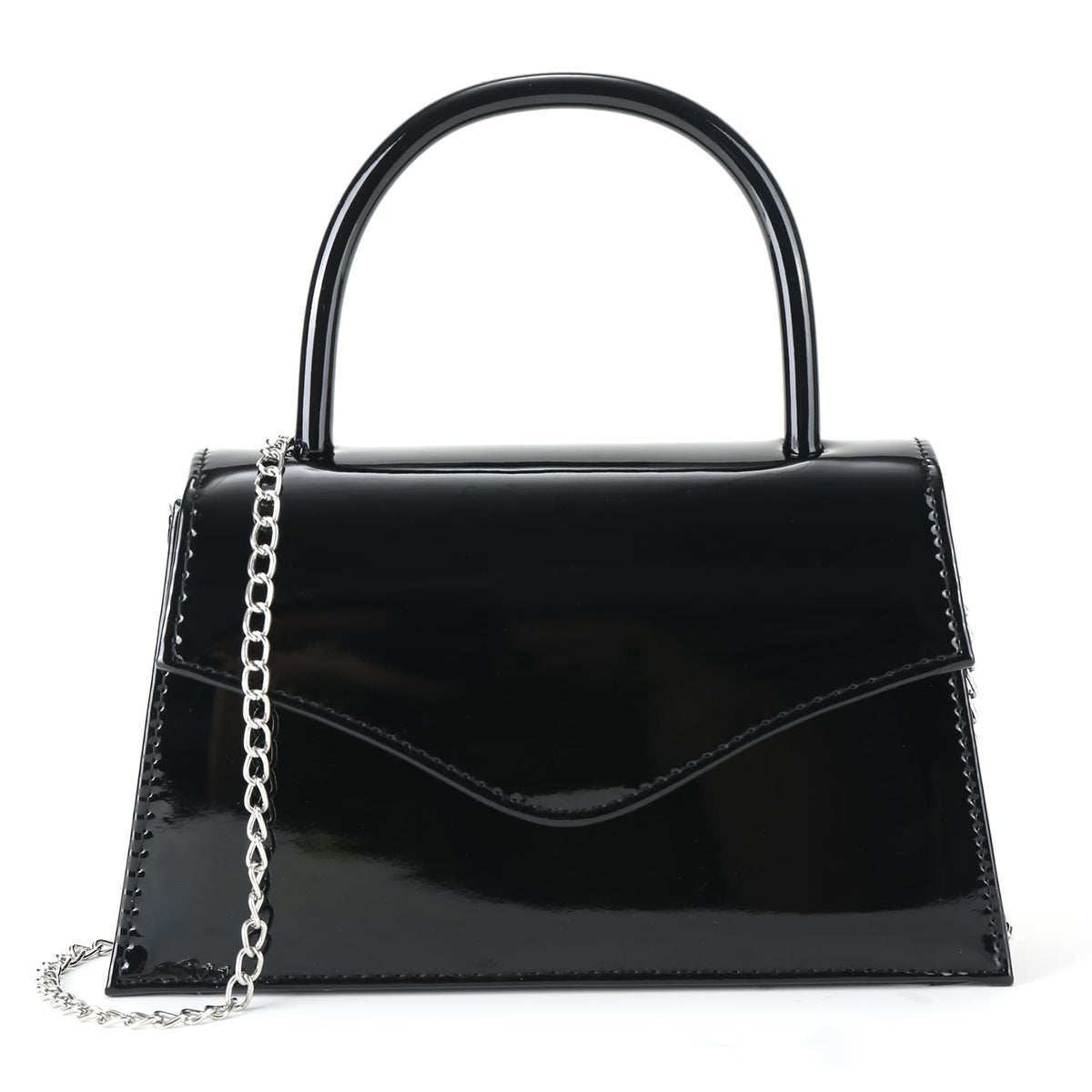 Milisente Women's Evening Bag Bridal Party Clutch Purses Cocktail Prom Handbags with Patent Leather(Black)