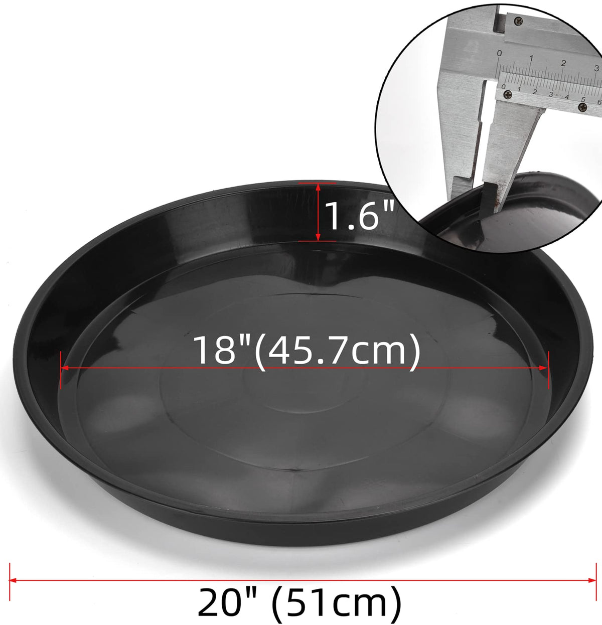 GRESPRI Black Plant Saucer 20 Inches for Indoors/Outdoors, 3 Packs Bonsai Planter Pot Saucer 18 Inches Base Extra Large Plant Trays for Pots.
