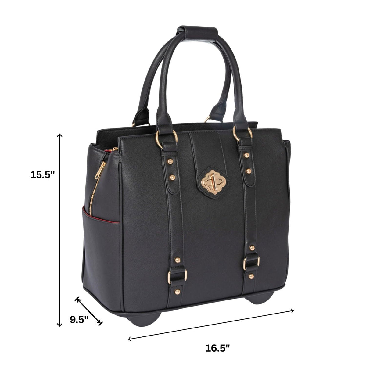 JKM & Company Executive Black Computer iPad, Laptop Tablet Rolling Tote Bag Briefcase Carryall Bag