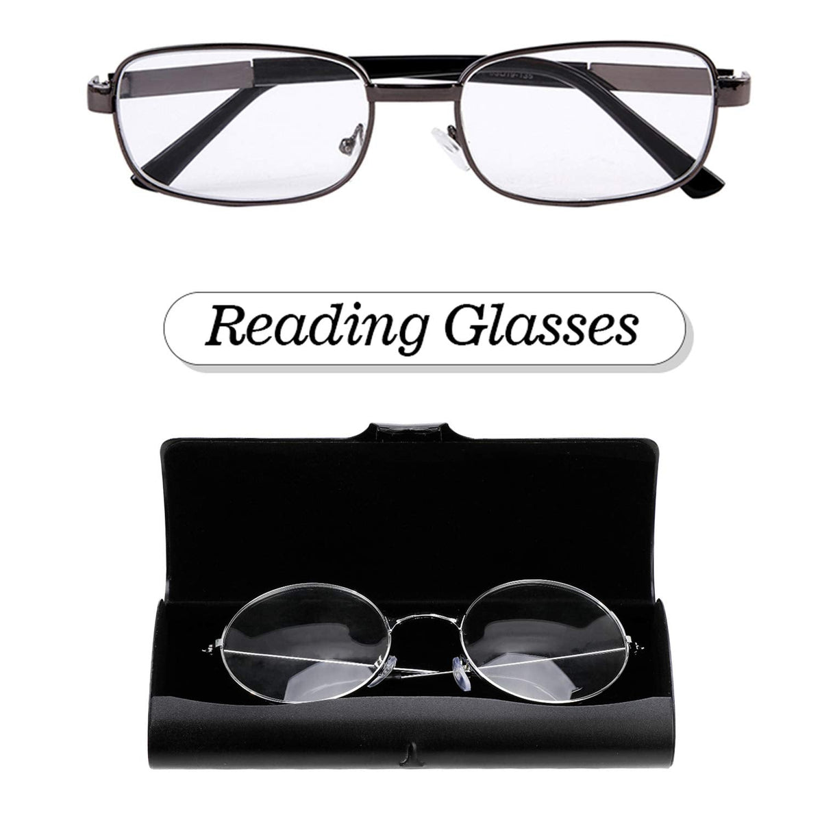Hifot Aluminium Glasses Case, Slim Reading Glasses Case, Portable Travel Black Eyeglass Spectacles Protection Hard Shell Case