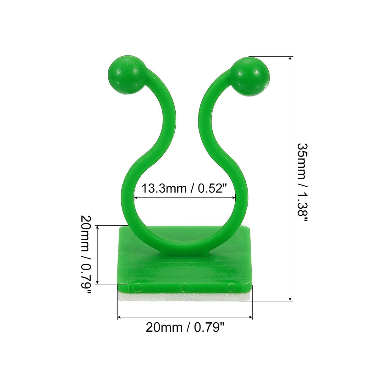 uxcell 100Pcs Plant Climbing Wall Fixture Clips, Plant Fixer Self-Adhesive Hooks Wire Fixing Supporting for Indoor Outdoor Decoration and Cable Wire Fixing (Green, 13.3mm/0.52")