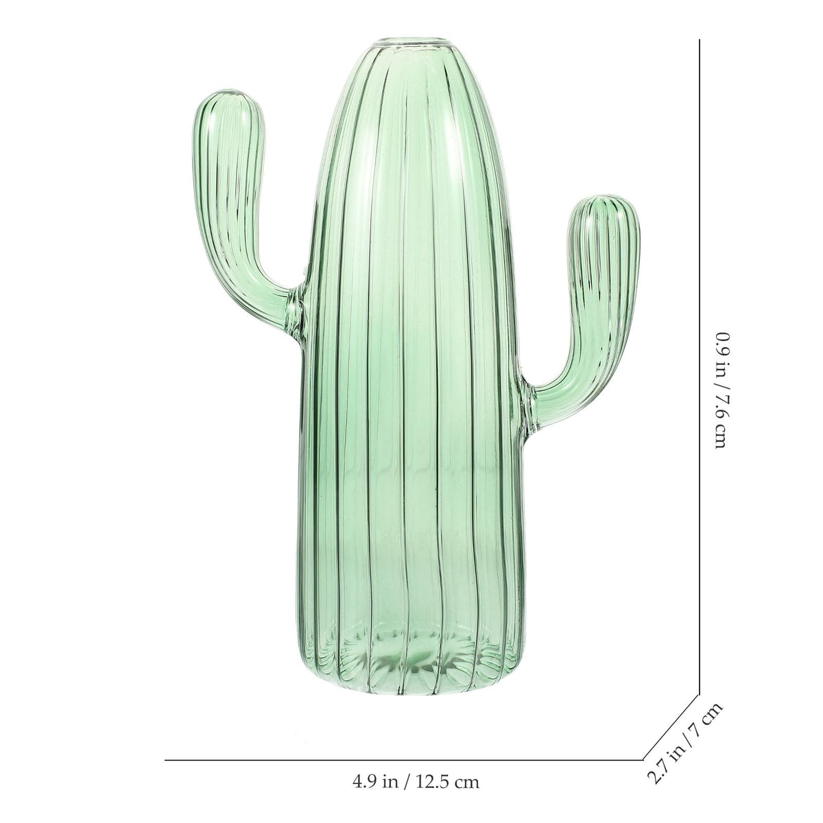 Beavorty Cactus Shaped Glass Hydroponic Plant Vase Green Decorative Terrarium Jar for Home Office Table Centerpiece
