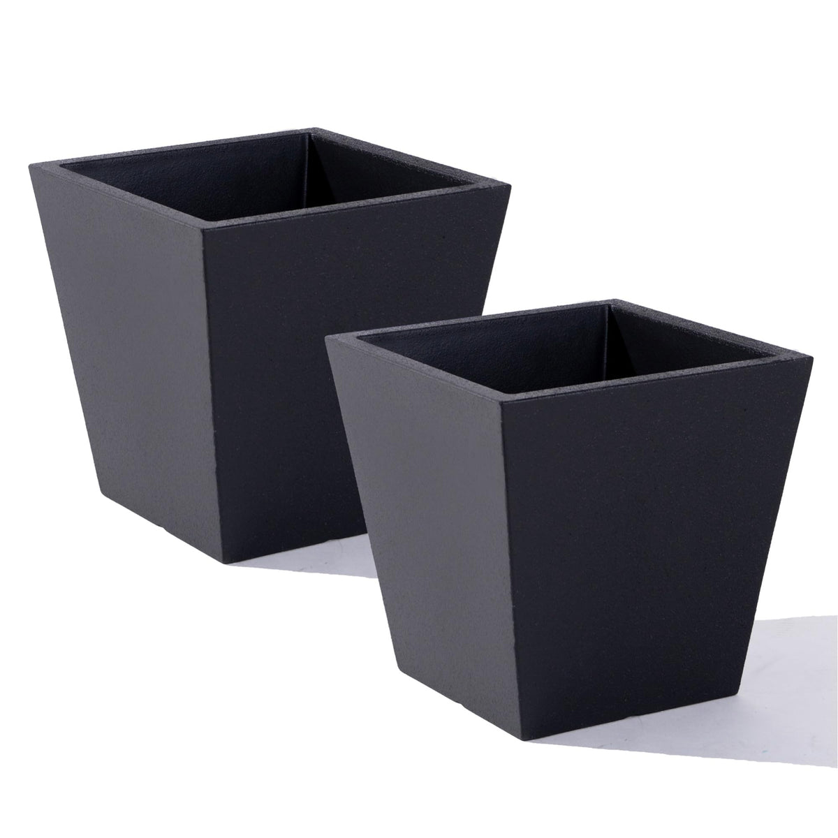 Step2 Tremont Short Square Planter 2 Pack, 14" Tall, Indoor/Outdoor Plants, Efficient Drainage, Durable Resin, Onyx Black