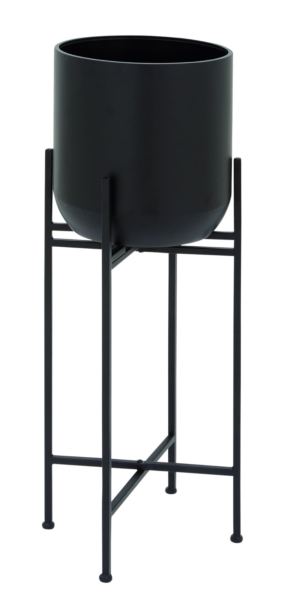 Deco 79 Metal Indoor Outdoor Planter Tall Large Planter Pot with Removable Stand, Planter 12" x 12" x 36", Black