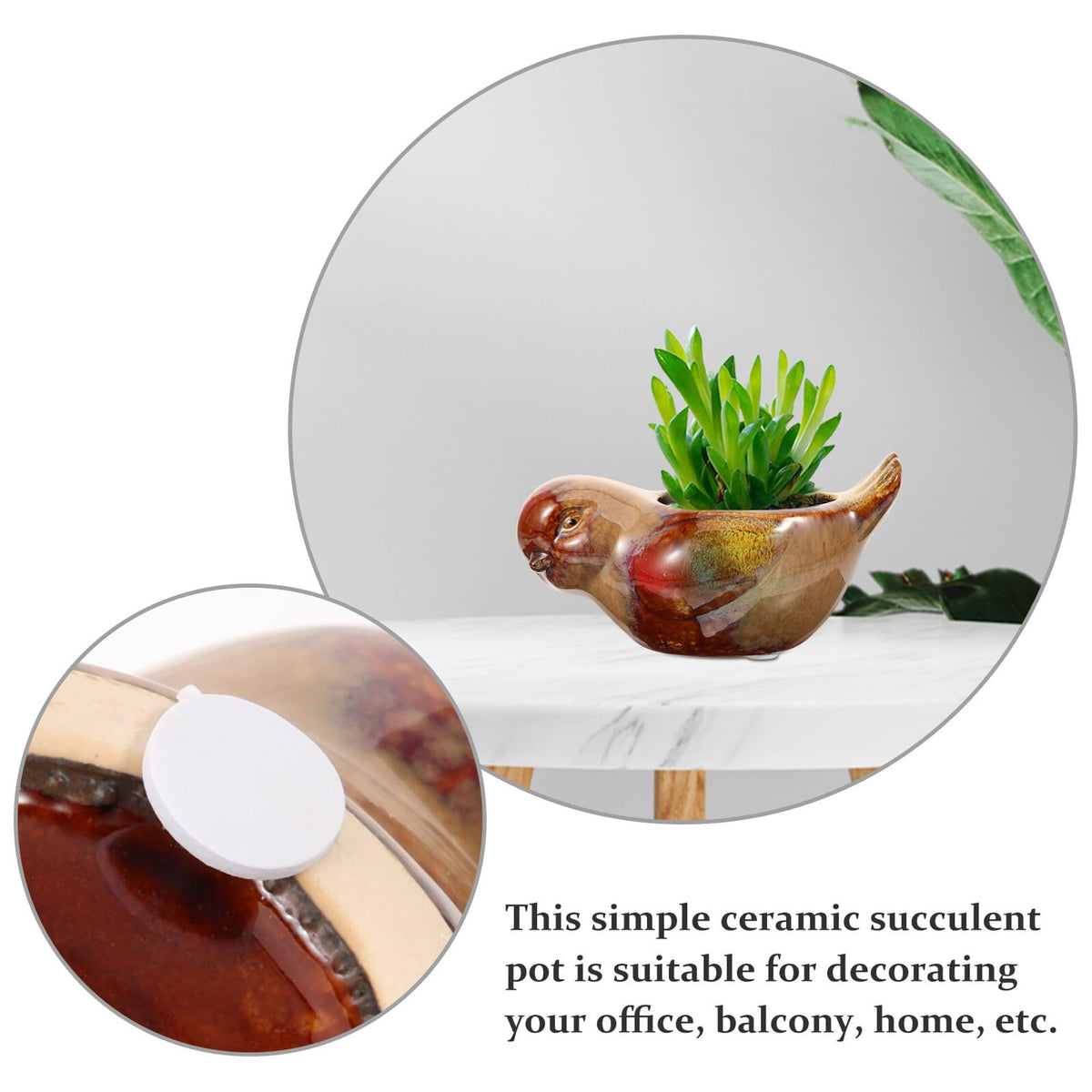 DOITOOL Ceramic Succulent Pots Bird Shaped Planter for Indoor Plants Small Decorative Pot Suitable for Home and Office Gardening