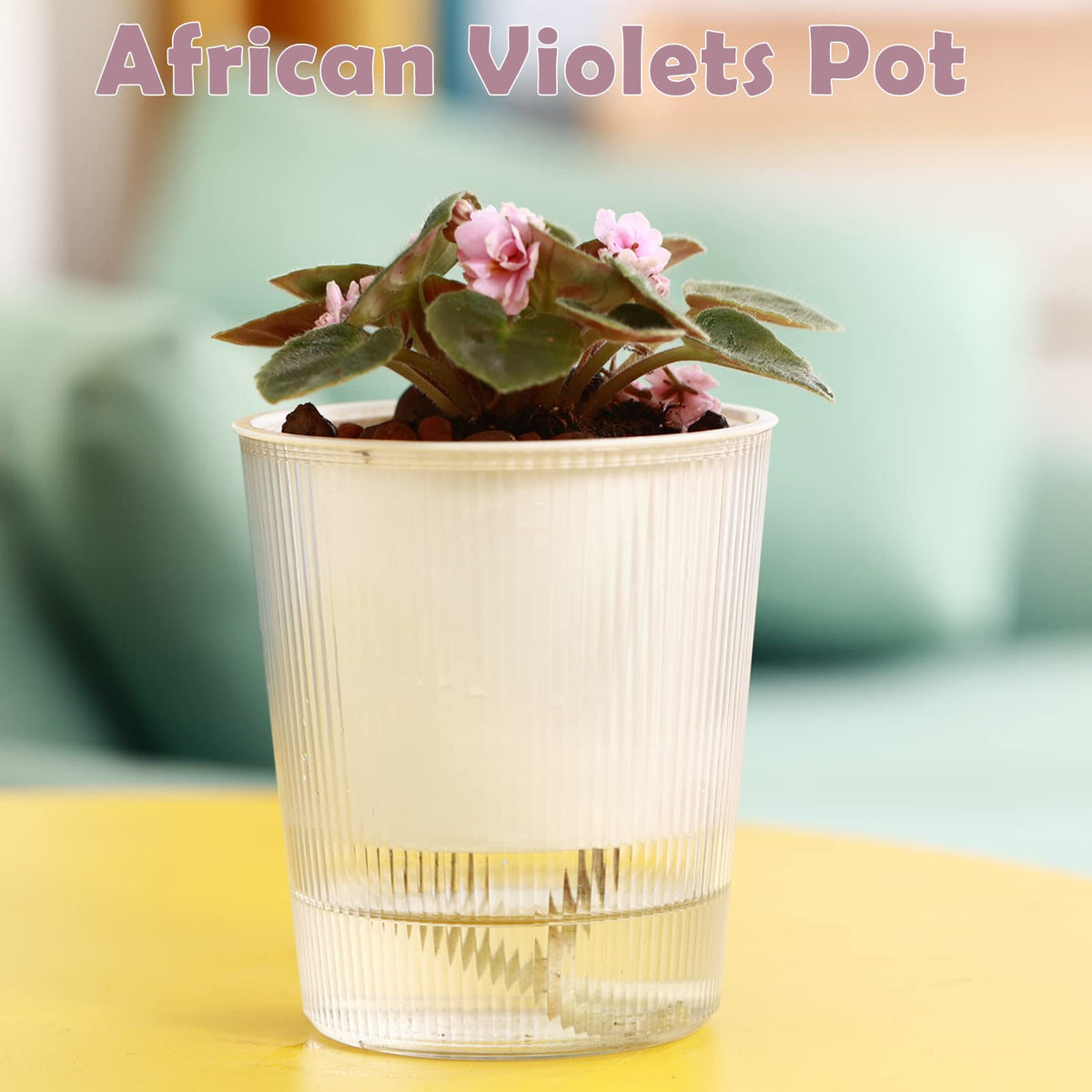 4-Pack 6.5 Inches Clear Self-Watering Planters and Pots for Indoor Plants Large Orchid Plant Pots Plastic Wick Flower Pots, African Violet Pot Set, Home Decor Pot