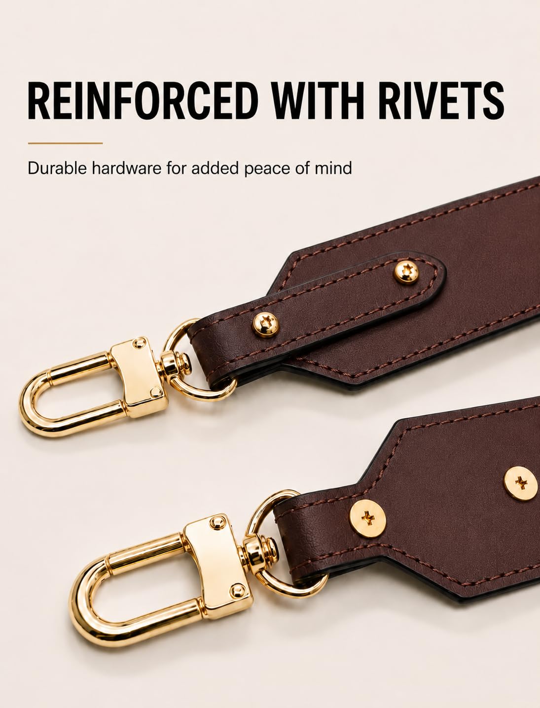 LOFZAR Wide Vachetta Leather Replacement Bag Strap, Fits Neverfull PM/MM/GM Graceful and More (37.8" L, Dark Brown)