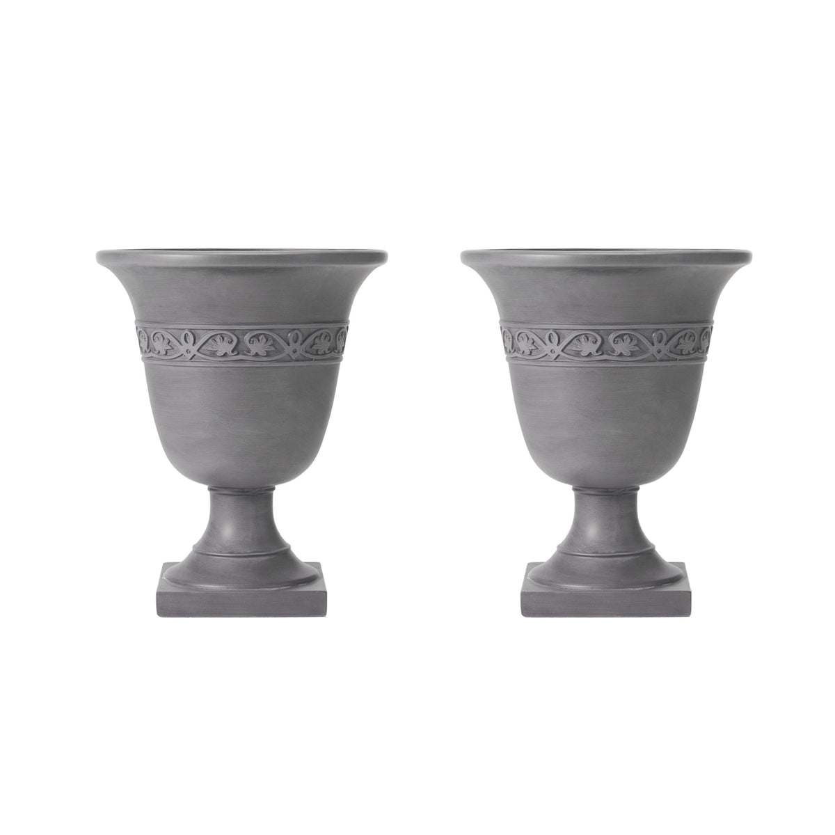 Christopher Knight Home Sical Round Concrete Planter Set of 2, 2 Pack Garden Flower Pot with Drainage Hole, MGO Patio Urn Planter for Outdoor Plants, Outdoor Planter Box, No Assembly, Light Gray