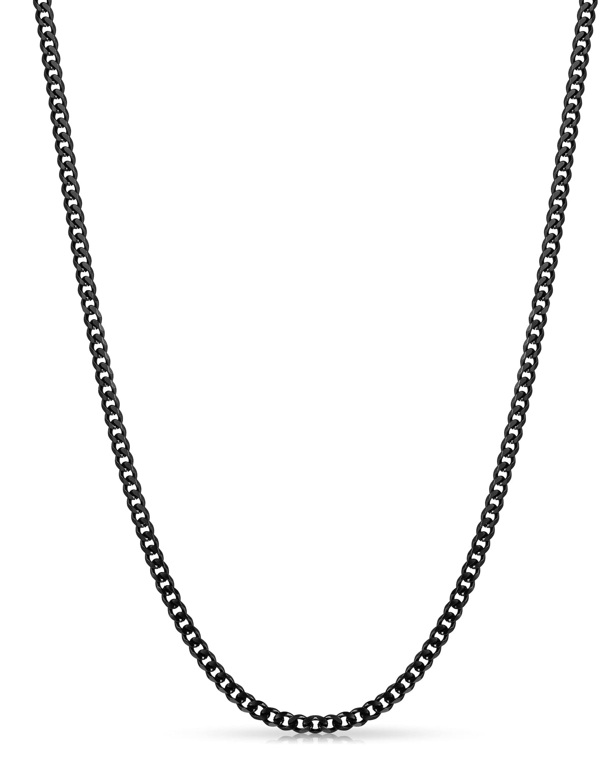 Fiusem 3.5mm Black Chain for Men, Black Cuban Link Chain Necklace for Men and Women, Stainless Steel Cuban Necklace 20 Inch