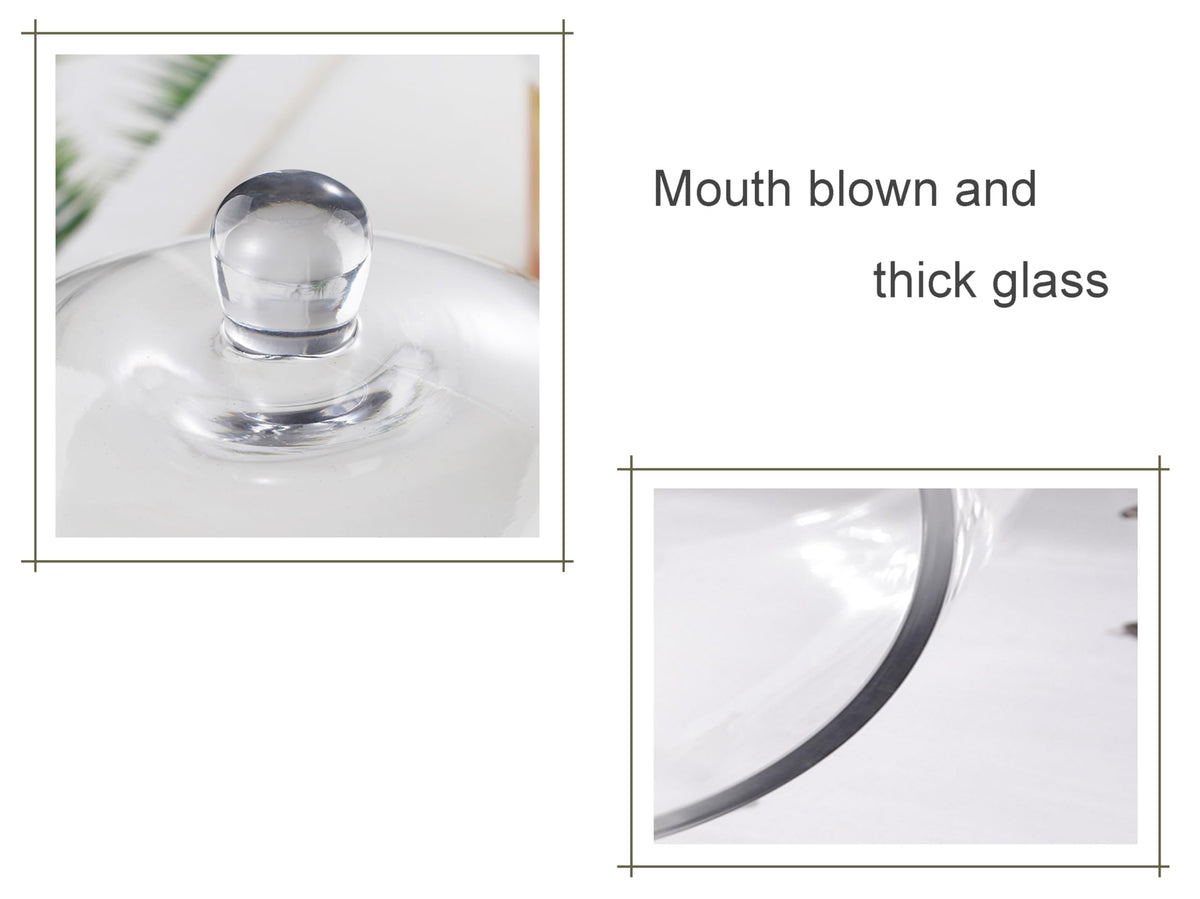 14" Tall Large Handmade Thick And Sturdy Glass Cloche Dia 9.8" H 13.7", Thick & Sturdy, For Terrarium, Trinkets, Figurines, LED Light String. Cloche Glass Dome, Bell Jar Display (1, 9.8"x13.7")