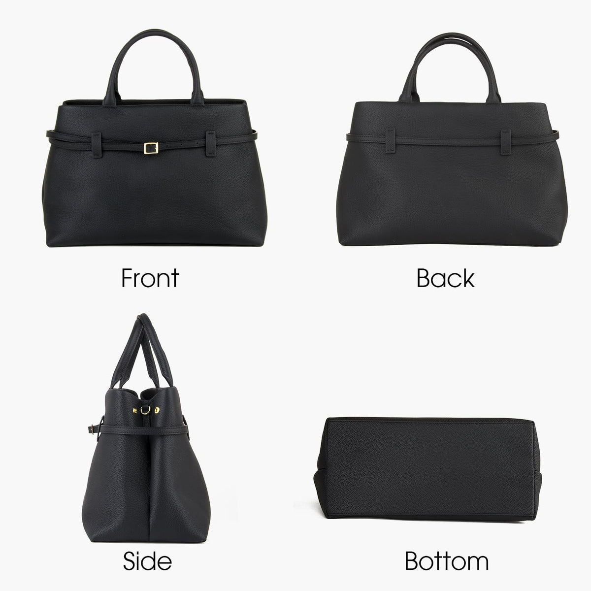 DONNAIN Full-Grain Cow Leather Top Handle Satchel, Tote Bag for Women Work and Shoulder Crossbody Bag with Adustable Strap (Black)