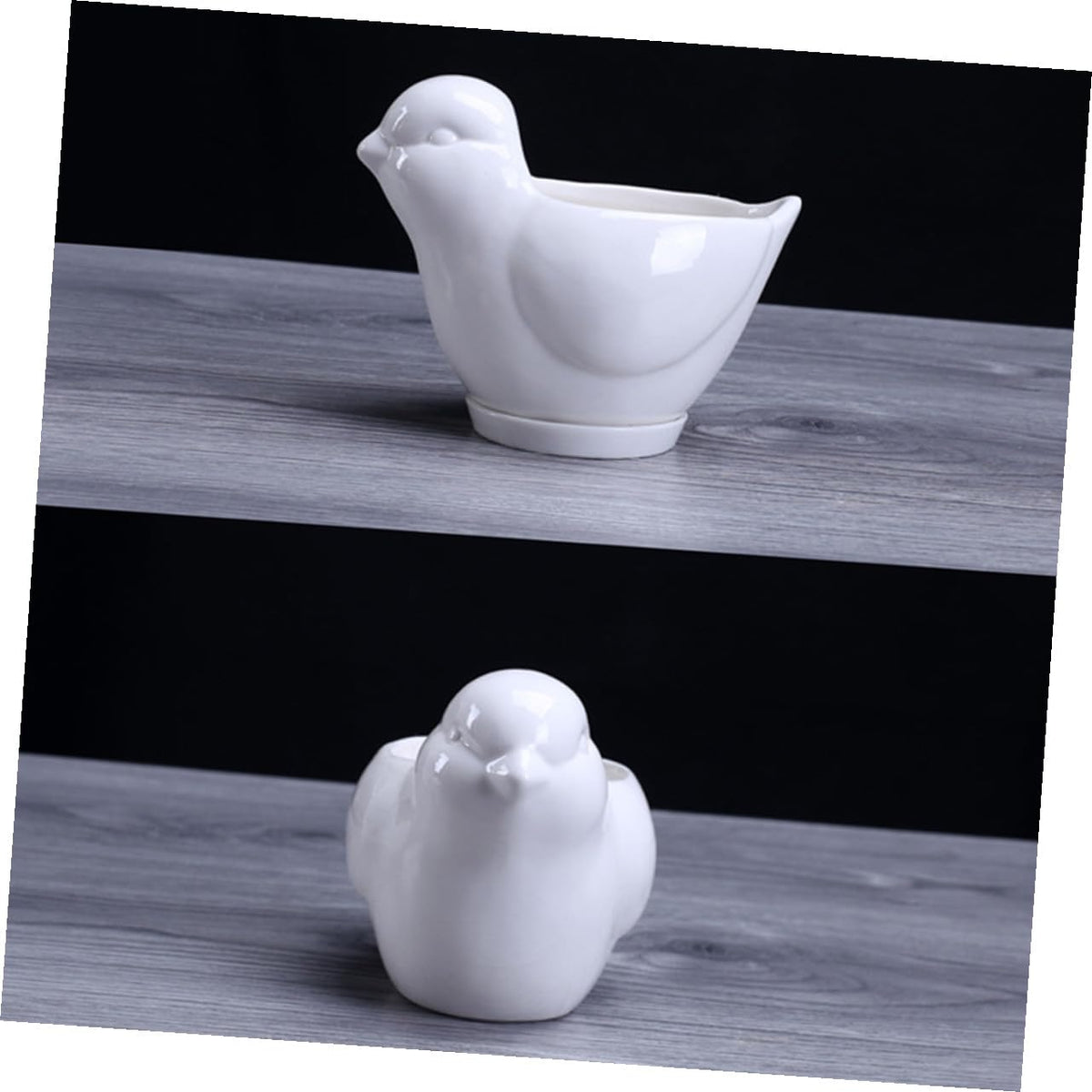 LALAFINA Ceramic Succulent Plant Container Bird Shape Large White Flower Pot with Saucer Indoor Desktop Planter for Home Garden Decor