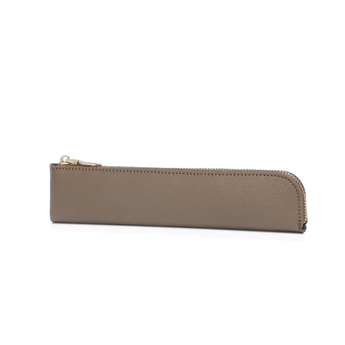 YONBEN Faux Leather Pencil Case Small Pencil Pouch Slim Pen Case Holder Zipper Bag for School Office(Pearl Brown)