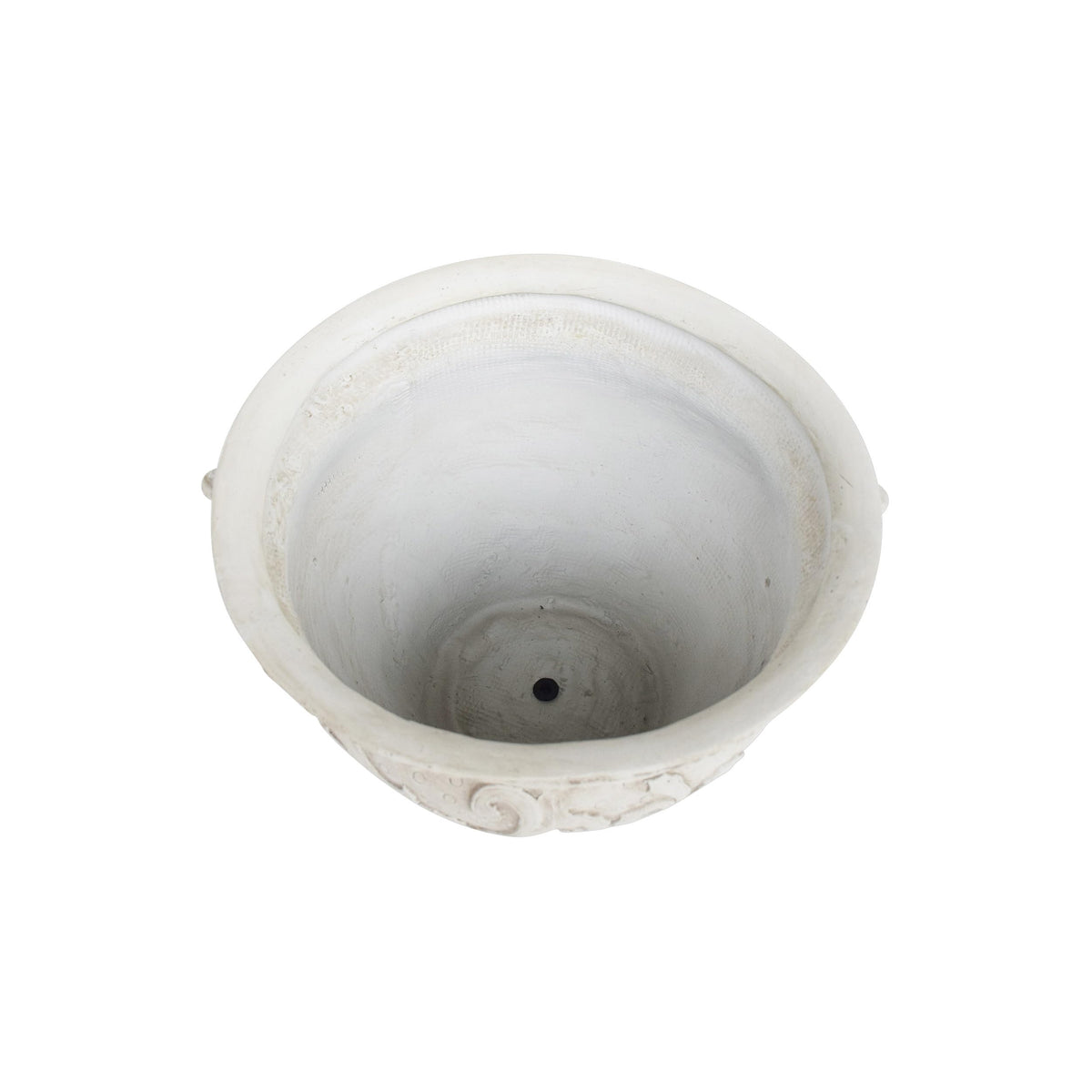 Christopher Knight Home Armis Round Concrete Planter, Indoor Outdoor Garden Plant Pot with Drainage Hole, Floral Relif Patio Urn Planter for Front Porch/Backyard, Outdoor Planter Box, Antique White