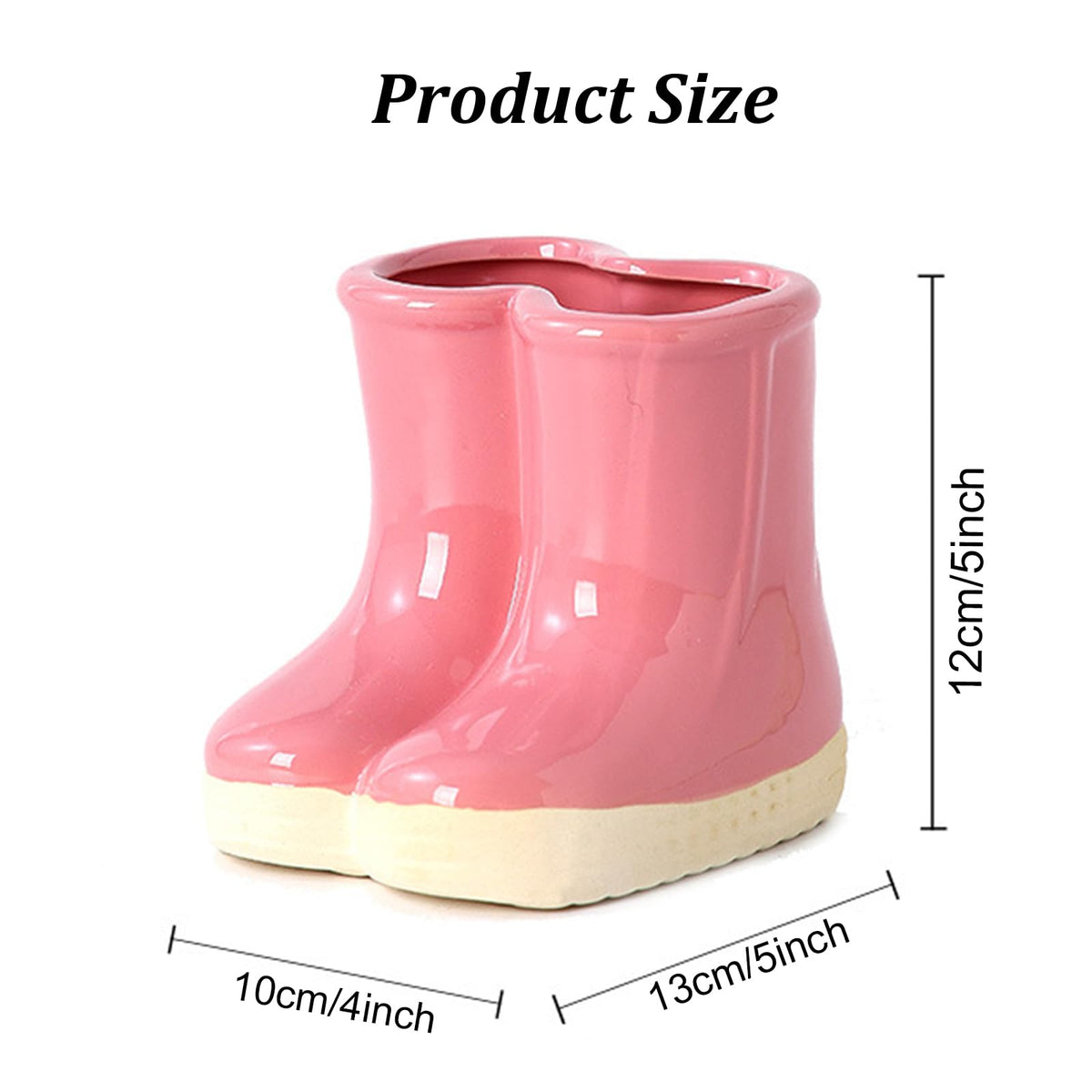 SUZEPER Ceramic Boots Vase, Creative Boots Succulent Planter,Funny Plant Pot for Indoor Outdoor Garden Home Decor(10x13x12cm(4x5x5inch), Pink)