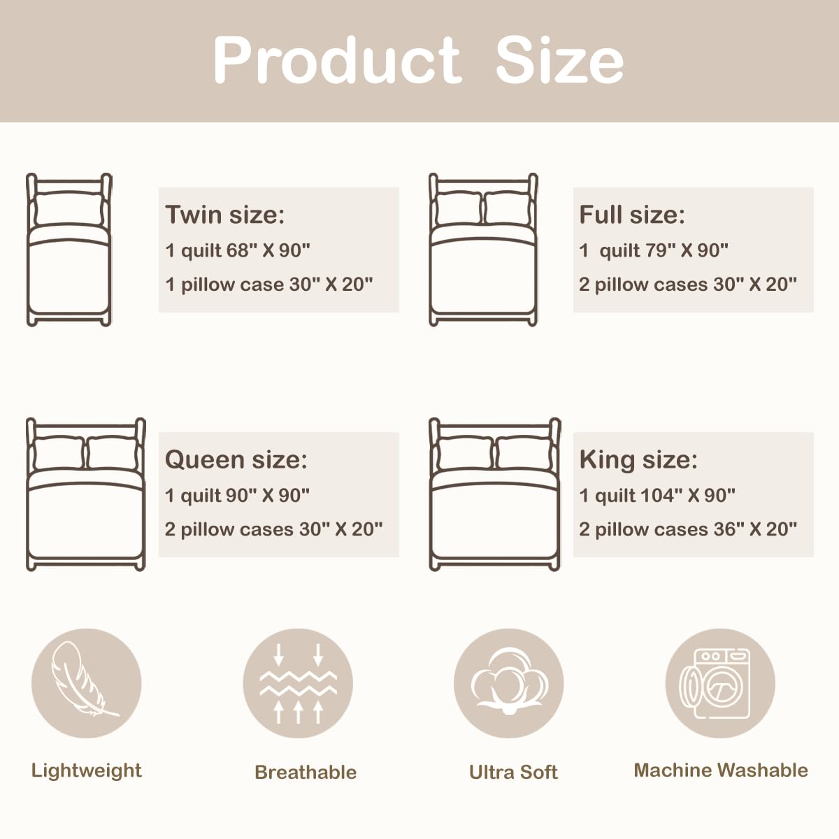 Feelyou Halloween Quilt Set Ghost Bat Cat Quilted Bedspread Lightweight Coverlet Set Queen Brown Grid Patchwork Bedding Set with Pillowcases for All Season Microfiber Bed Decor