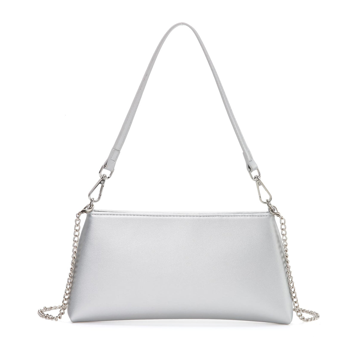 Valleycomfy Women Clutch Purses Ladies Pu Leather Evening Bag Shoulder Bag Handbag for Party/Wedding/Cocktail/Prom/Club, Silver