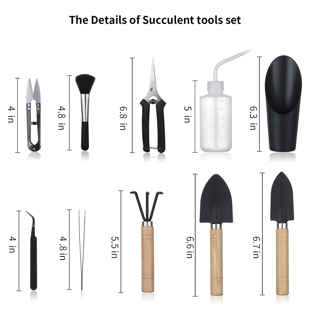 11Pcs Succulent Tools,Mini Garden Tools,Succulent Watering Tool as Plant Accessories,Succulent Gardending Hand Tools Kit for Seedling Soil,Caring Succulent,Houseplant,Gifts for Woman (No Flowerpot)