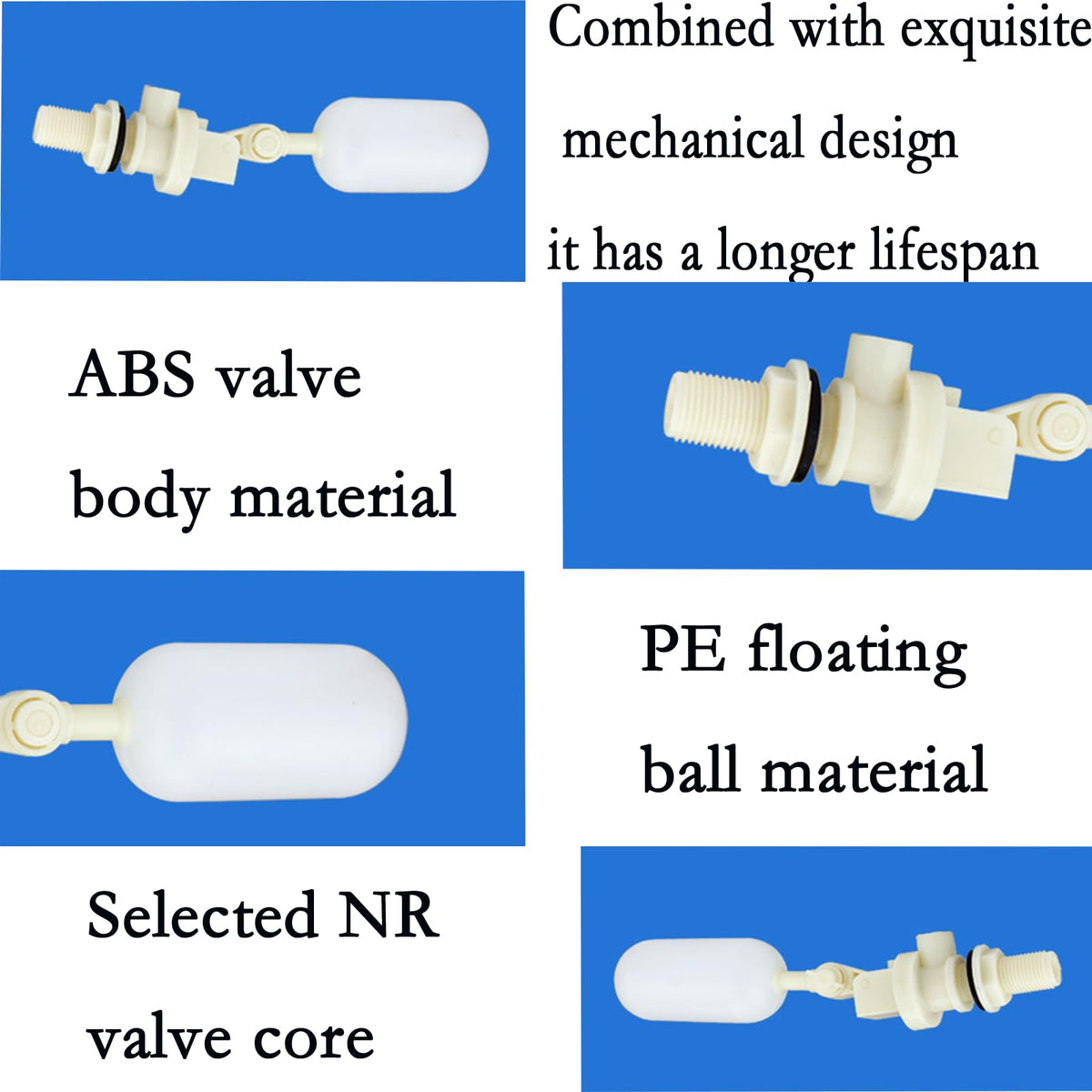 1/2 Inch Float Valve, Automatic Water Level Control Valve with Adjustable Arm, Corrosion Resistant PVC for Livestock Trough, Pet Fountain, Water Tank, Pond, Aquaponics【3-Pack】