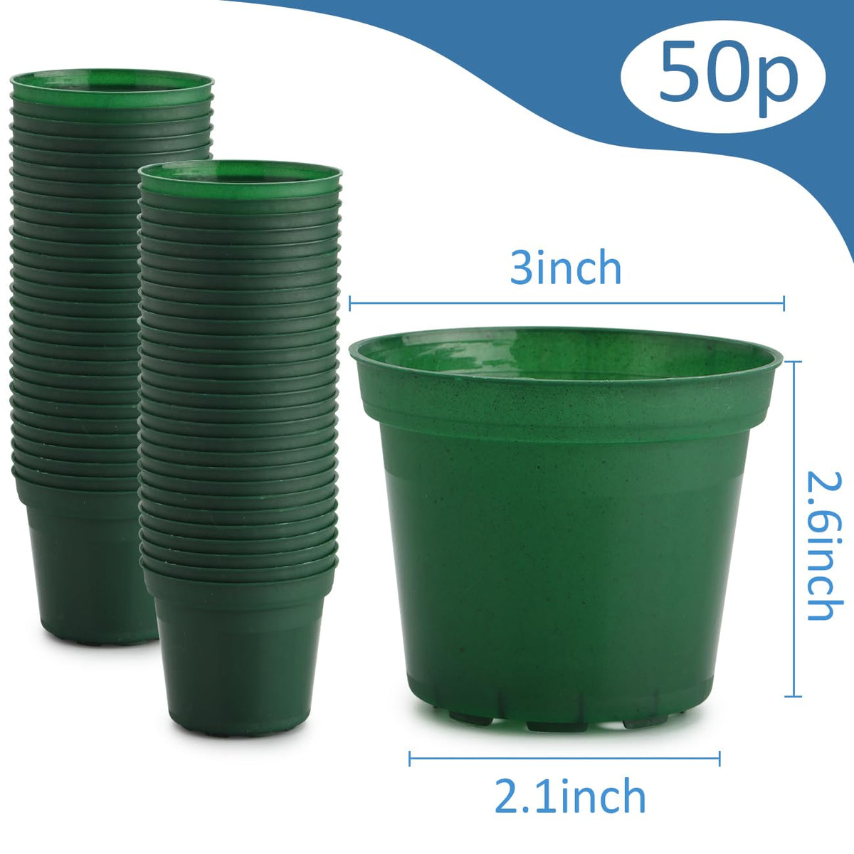 RooTrimmer 2Pcs of Potting Trays and 50 Pack 3inch Small nursey pots Set for Seedling, transplanting