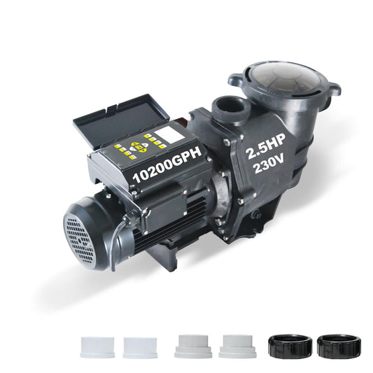 Pool Pump, 2.5HP CEC&DoE-Compliant 230Vac 10200GPH 98FT Strong Suction Energy Efficient Pool Water Filter Pump, Variable Speed Pump with 2" & 1.5" NPT Unions