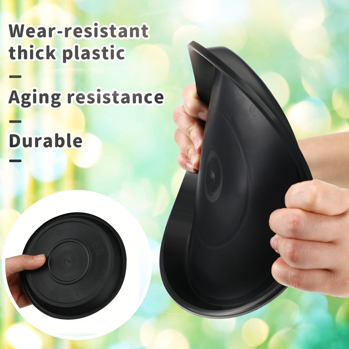 16 Pack Plastic Plant Saucer Black Pot Saucers Round Water Tray Thick Drip Trays for Potted Flower Pan Plant Drainage for Indoor Outdoor Garden, 4 Inch, 6 Inch, 8 Inch, 10 Inch