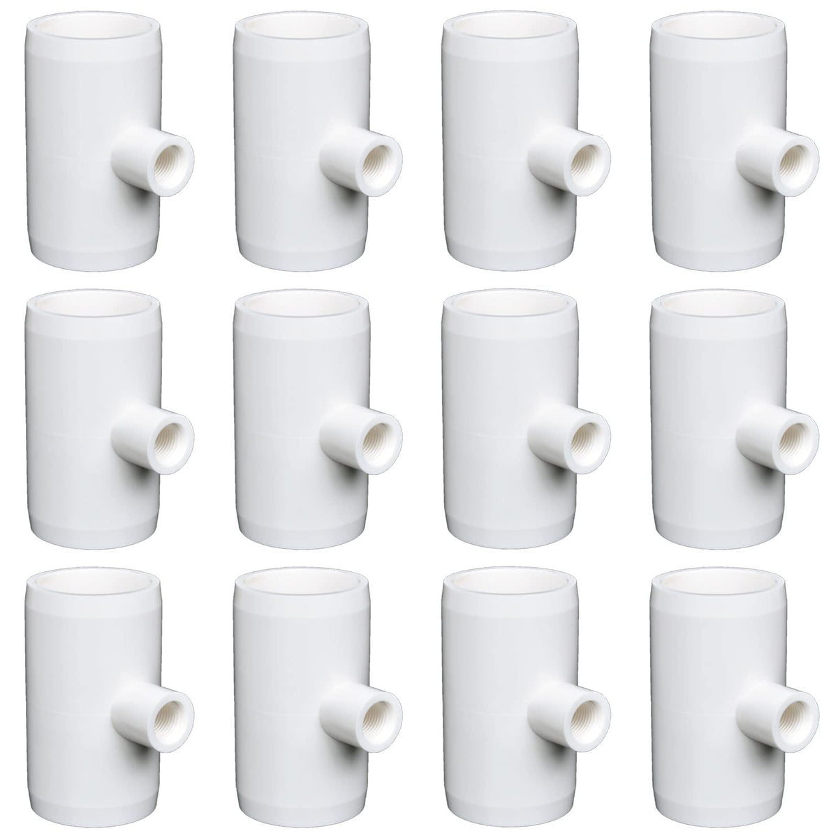 letsFix Chicken Waterer PVC Tee Fittings 3/4 Inch (12-Pack) for Threaded Poultry Waterer Cups/Nipples/Feeders, Suitable for Chicks, Duck, Goose, Turkey - Fits 3/4" Sch. 40 PVC Pipes
