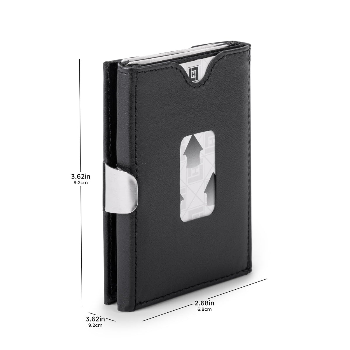 LIULIHUA LLH Leather Trifold Wallet - RFID Blocking with Stainless Steel Locking Clip Wallet, Minimalist Front Pocket RFID Blocking Credit Card Holder (black)