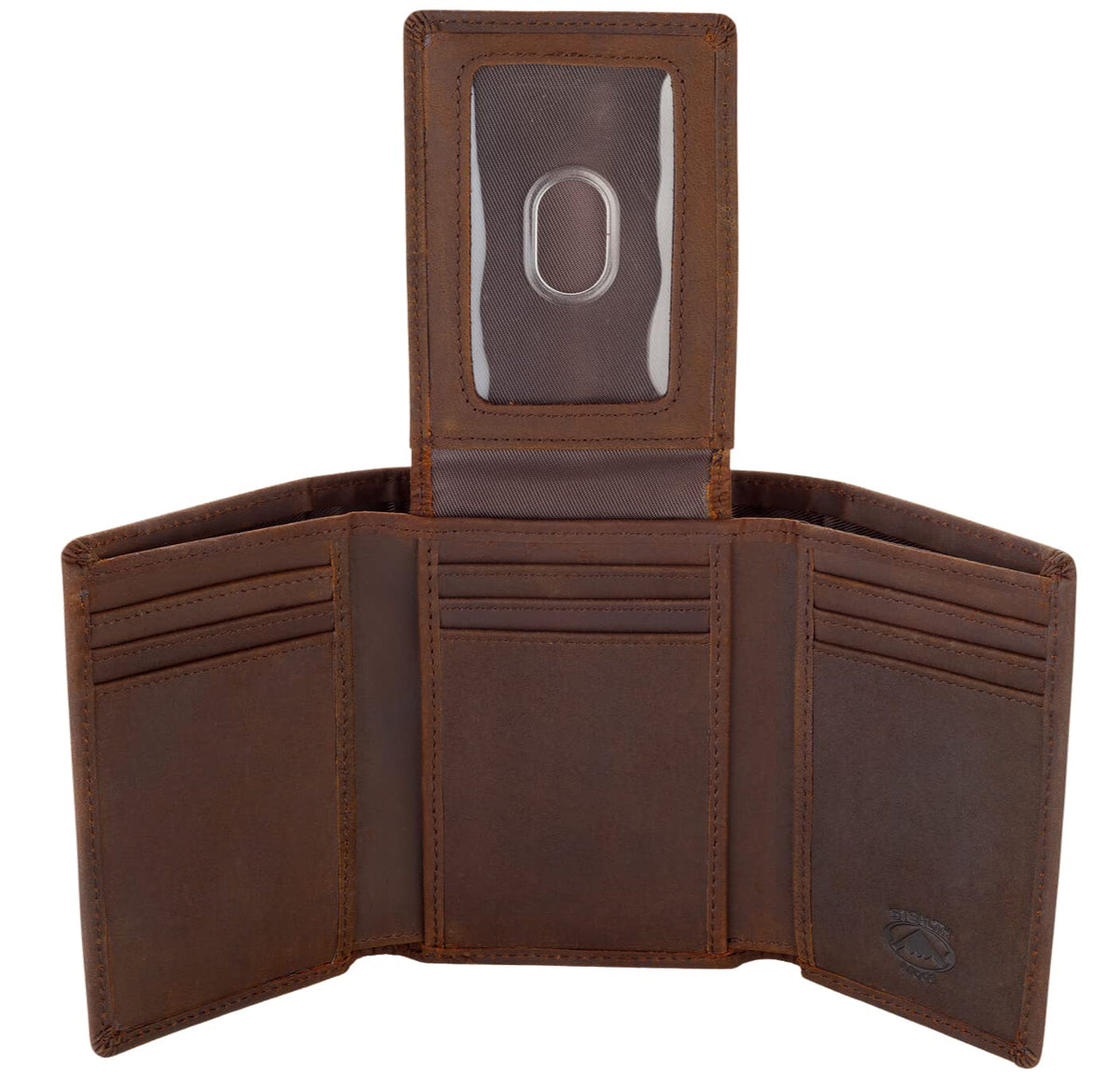Stealth Mode Trifold Leather Wallet for Men with ID Holder and RFID Blocking (Brown)