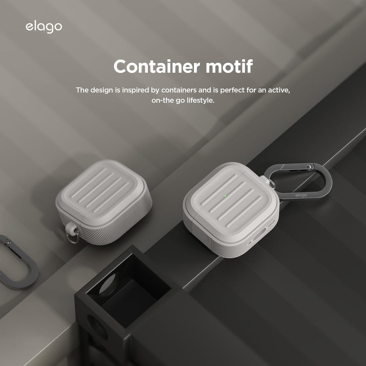 elago Armor Compatible with AirPods 4 Case - for AirPods 4th Generation Cover, Carabiner Included, Supports Wireless Charging, Shock Resistant, Full Protection (Stone)