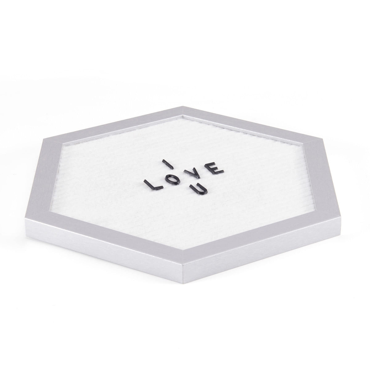 Melannco Felt Letter Board, Hexagonal, with Letters & Numbers, for Announcements, White & Silver