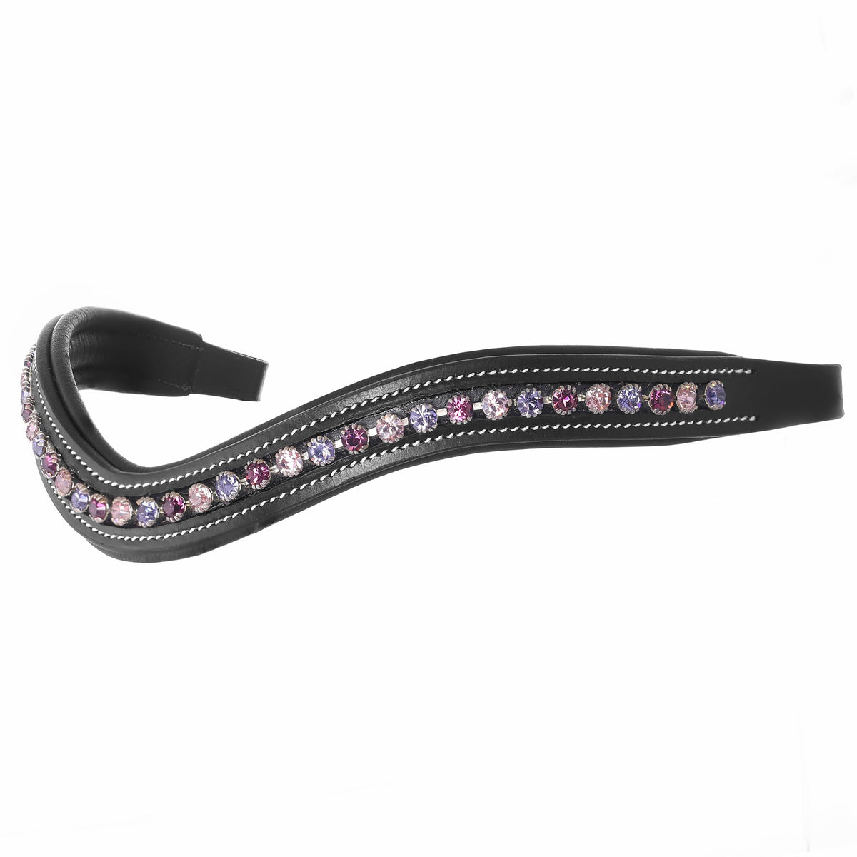 Exion Curved Crystal Horse Browband for English Bridles– Padded Bling Equestrian Browband for Dressage & Show– Fuchsia, Light Rose, Tanzanite Crystal Browband for Horses
