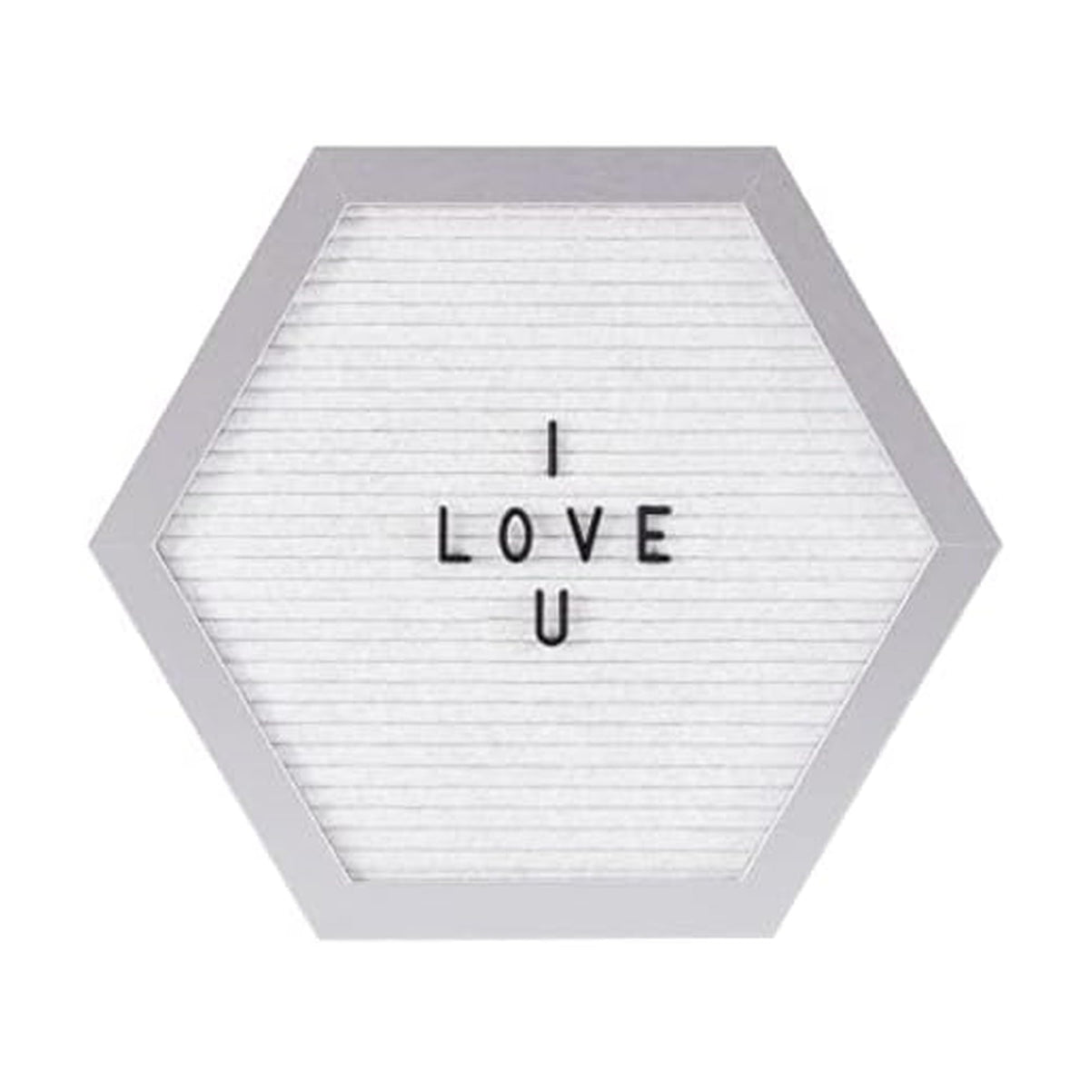 Melannco Felt Letter Board, Hexagonal, with Letters & Numbers, for Announcements, White & Silver