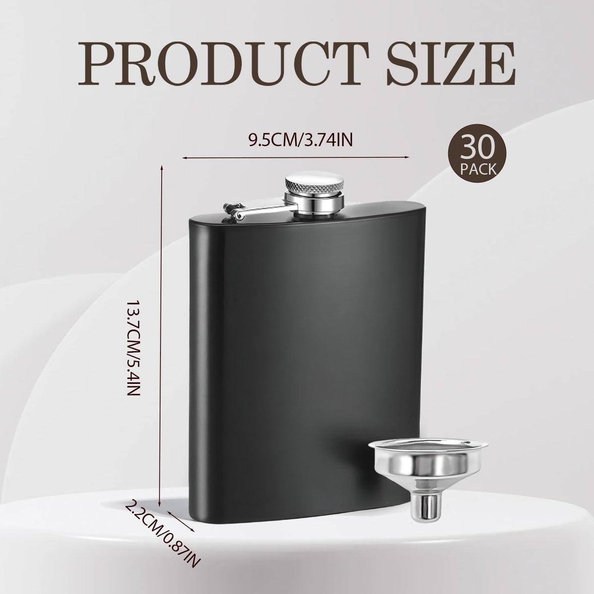 30 Pieces Hip Flasks Set Stainless Steel Liquor Flask with Funnel Metal Leak Proof Flask Pocket Whiskey Flasks for Laser Engraving, Black