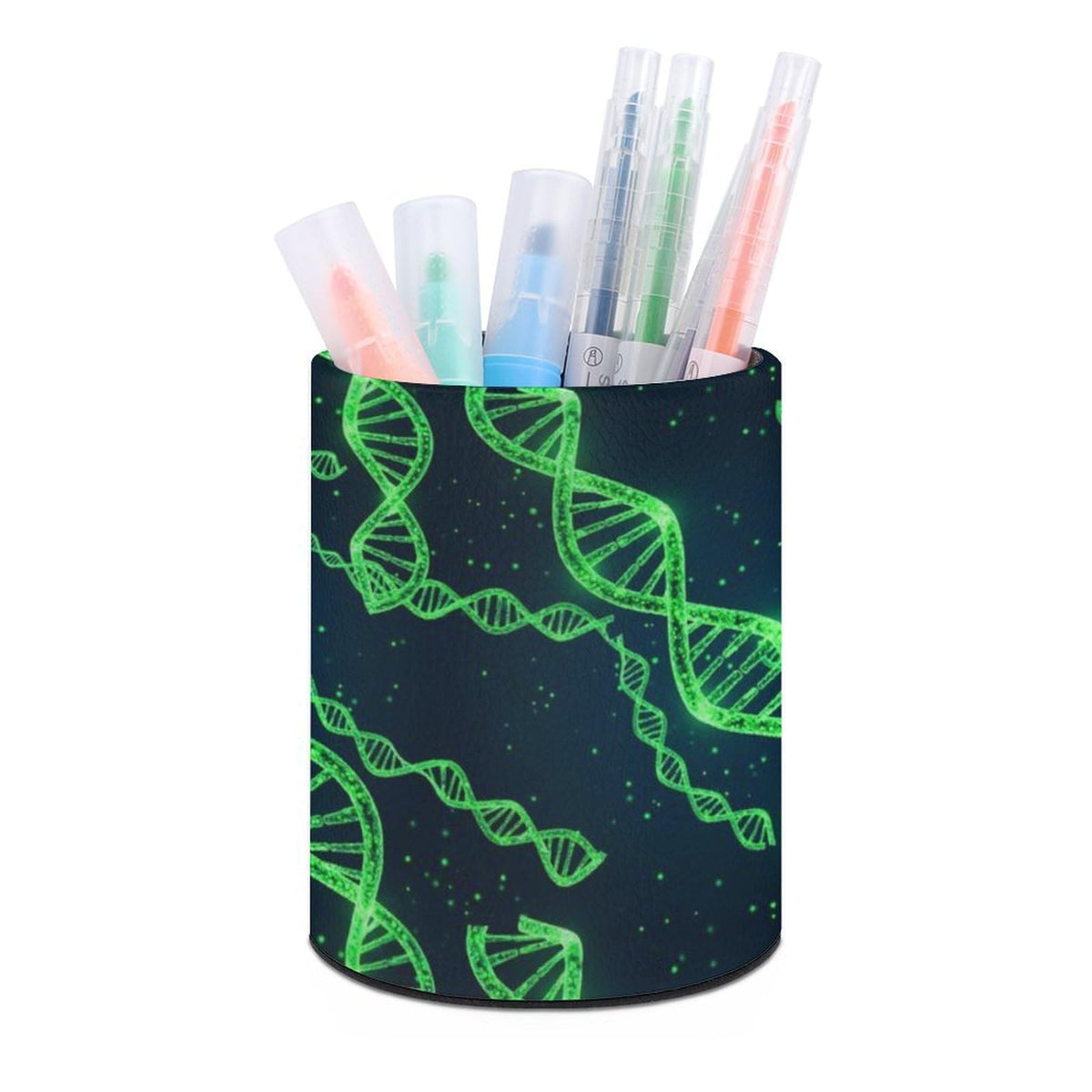 UTRSIFB Pen Holder Leather Pencil, Holder Cup Makeup Brush Storage Organizer, Waterproof Multifunctional Office Supplies DNA Science