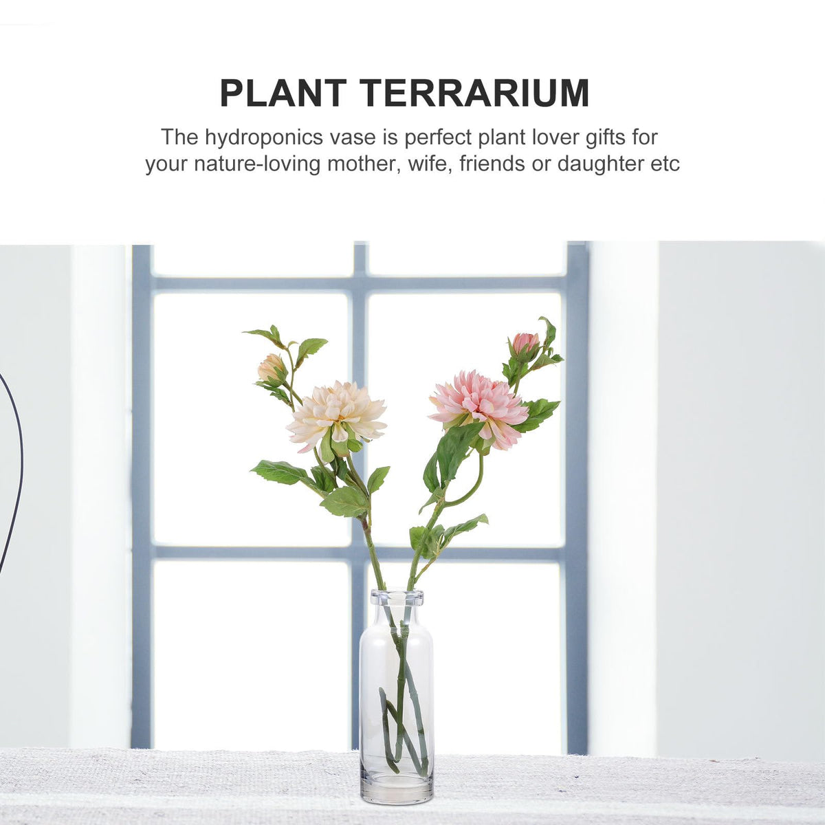 HOMSFOU Hydroponics Plant Container Glass Vase Ocean Blue Small Mouth Desktop Planter for Home Decoration and Garden Terrarium