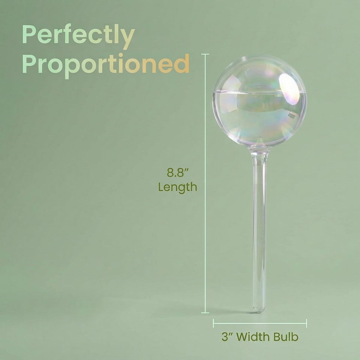 Reifier 4-Pack Large Iridescent Self Watering Globes - Self Watering Bulbs for Indoor & Outdoor Plants - Hand-Blown Water Globes - Aqua Globes for Plants - Measures 8.8" L x 3" D / 7 oz