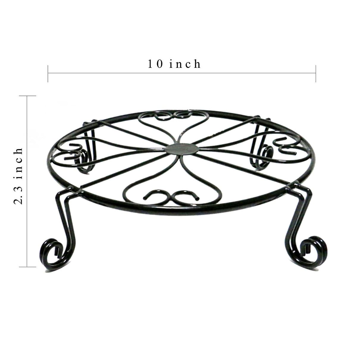 NSYOOMH 2 pack 10" 12" Rustproof Black Metal Plant Stands Heavy Duty Plants Holder Outdoor Indoor, Round Wrought Iron Sturdy Flower Planter Pot Stand, Corner Gardening Inside Potted Plant Risers - 10Inches