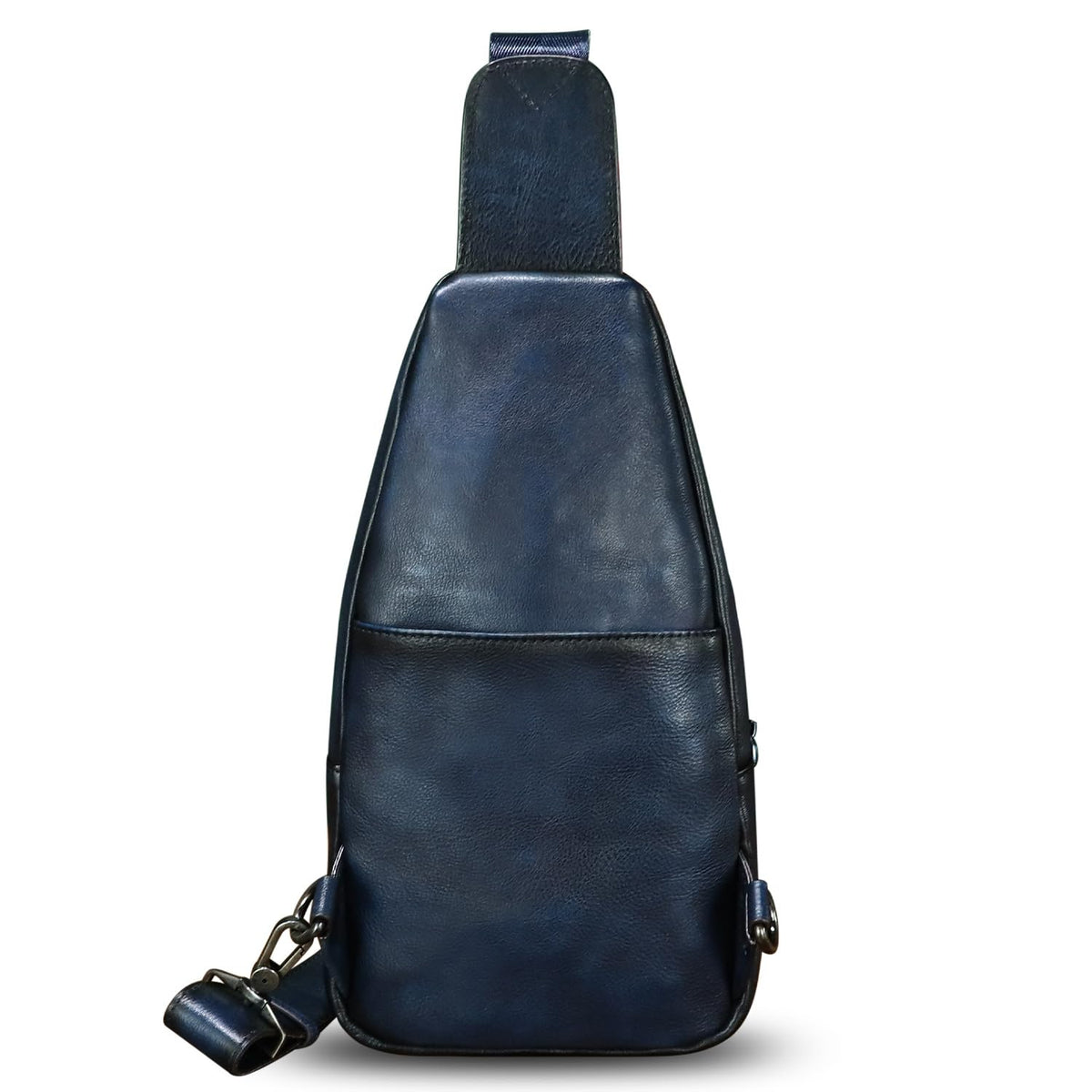 LRTO Genuine Leather Sling Bag for Men and Women Real Leather Shoulder Crossbody Bag Chest Bag Sling Backpack Purse (Blue)